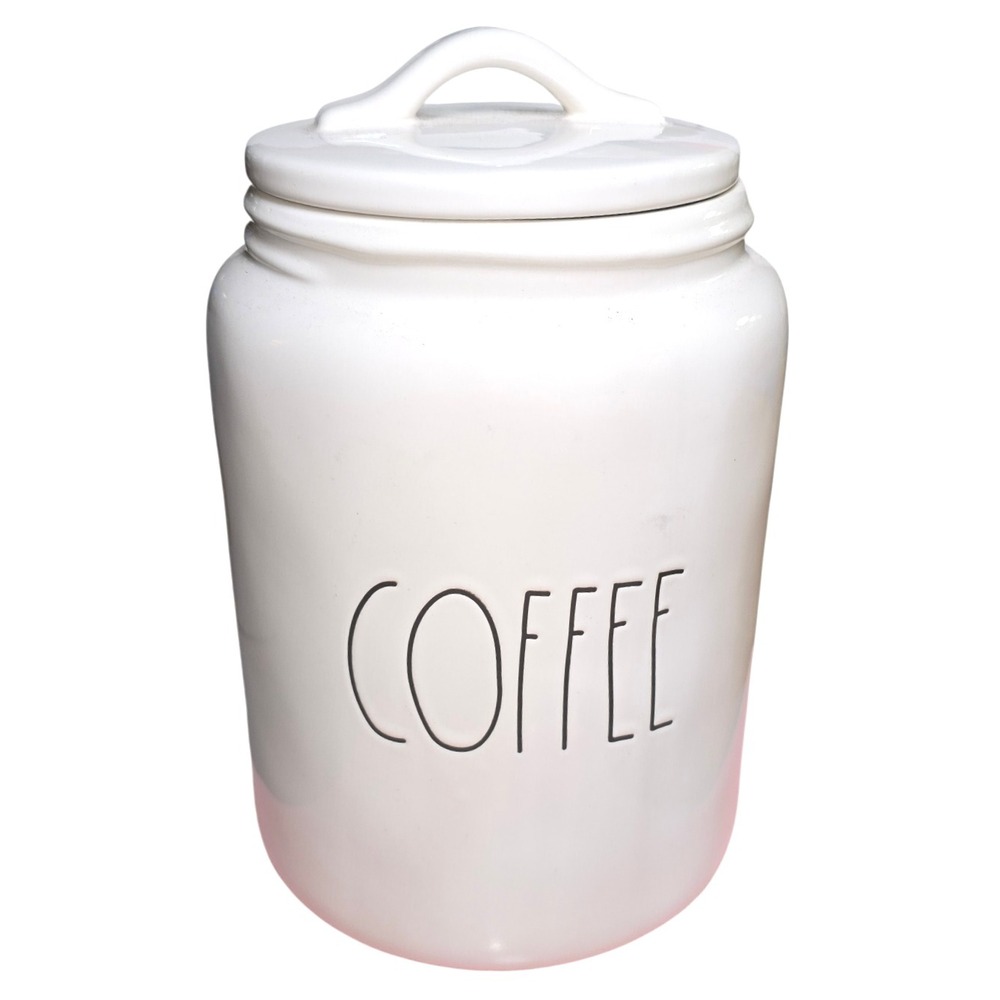 Rae Dunn‎ Artisan Collection Coffee Canister Jar White Ceramic Lid Magnolia 9"